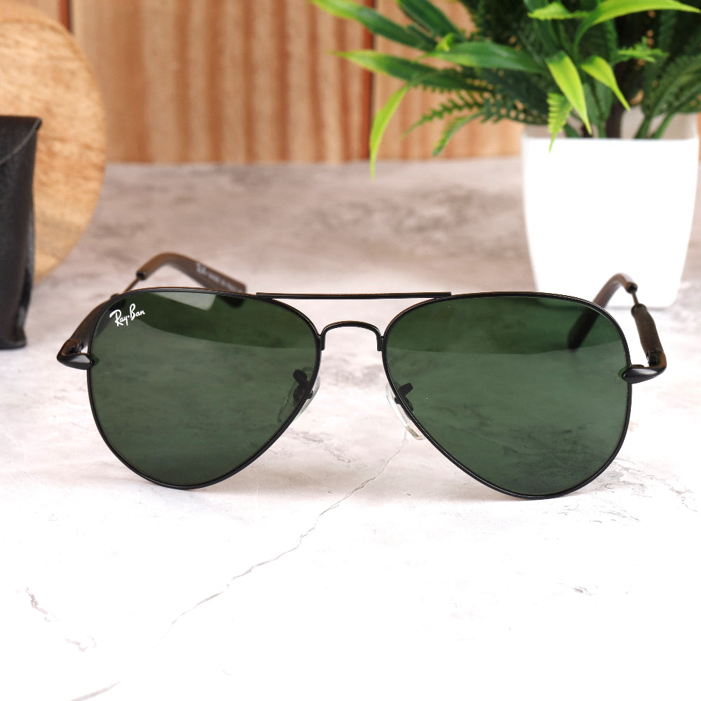 Classic Pilot 3517 Black-Green Sunglass with UV 400 protection and sleek black frame from JUO INDIA.